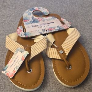 Tommy Bahama Kids Brown Flip Flop Sandals with Cream Striped Straps